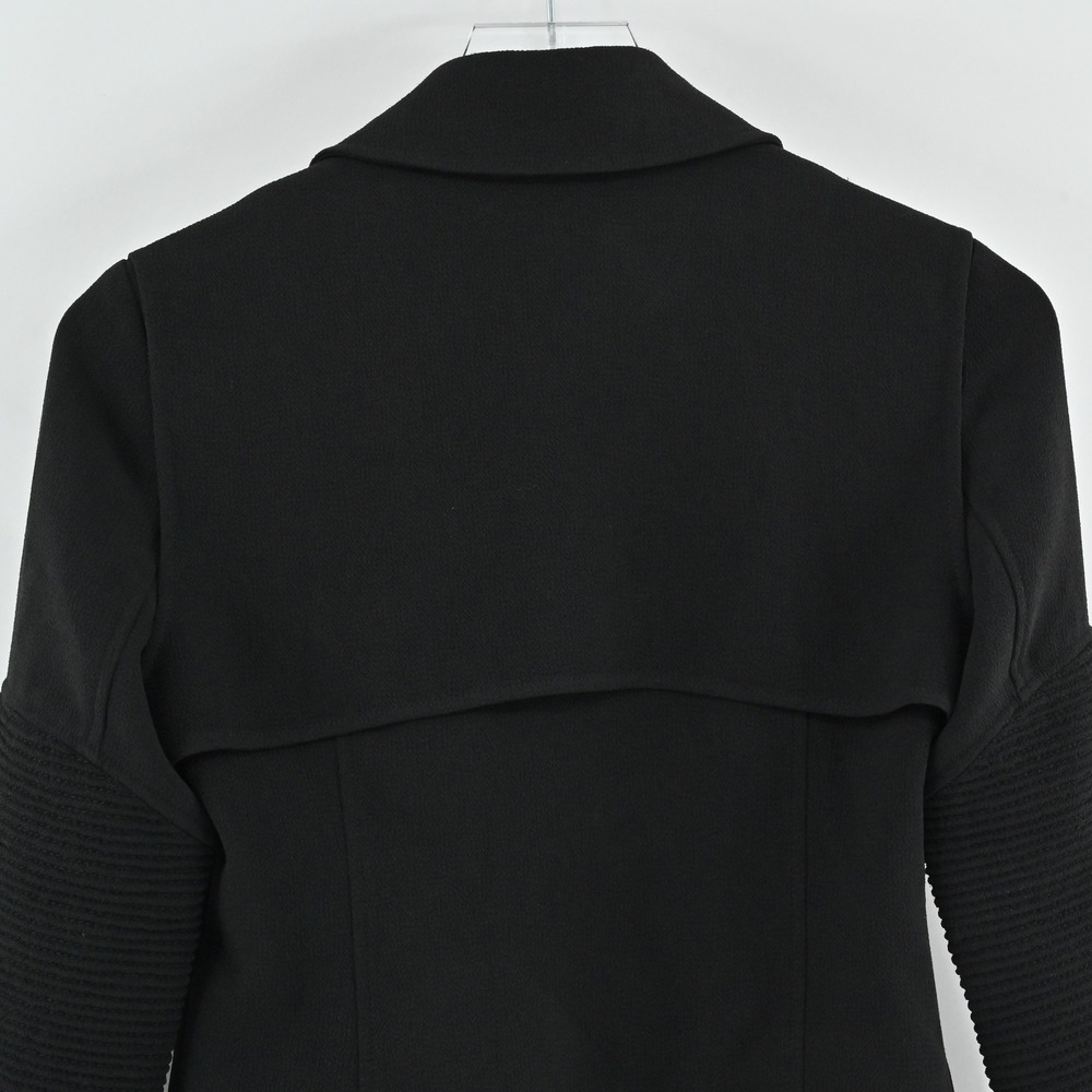 Aritzia Womens Black Moto Jacket Size 2 Wilfred Ribbed Sleeve Zip Up Rocker Punk - Picture 11 of 13